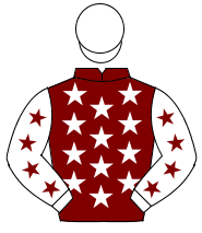 MAROON, white stars, white sleeves, maroon stars, white cap