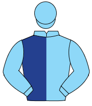 LIGHT BLUE & DARK BLUE HALVED, light blue sleeves & cap