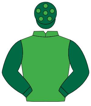 EMERALD GREEN, dark green sleeves, dark green cap, emerald green spots