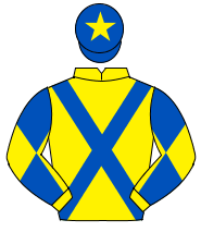 YELLOW, royal blue cross sashes, diabolo on sleeves, royal blue cap, yellow star