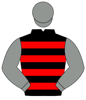 BLACK & RED HOOPS, silver sleeves & cap