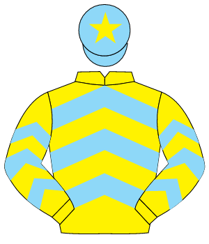 YELLOW & LIGHT BLUE CHEVRONS, light blue cap, yellow star