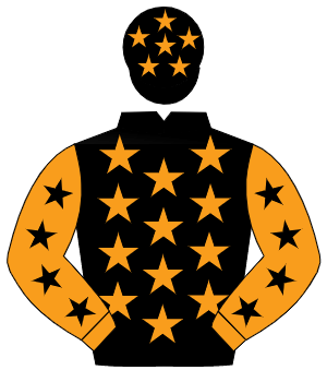 BLACK, orange stars, orange sleeves, black stars, black cap, orange stars