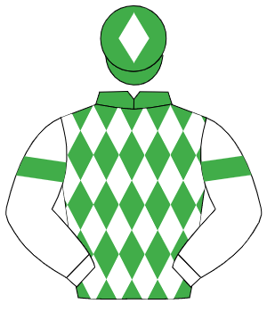 EMERALD GREEN & WHITE DIAMONDS, white sleeves, emerald green armlet, emerald green cap, white diamond